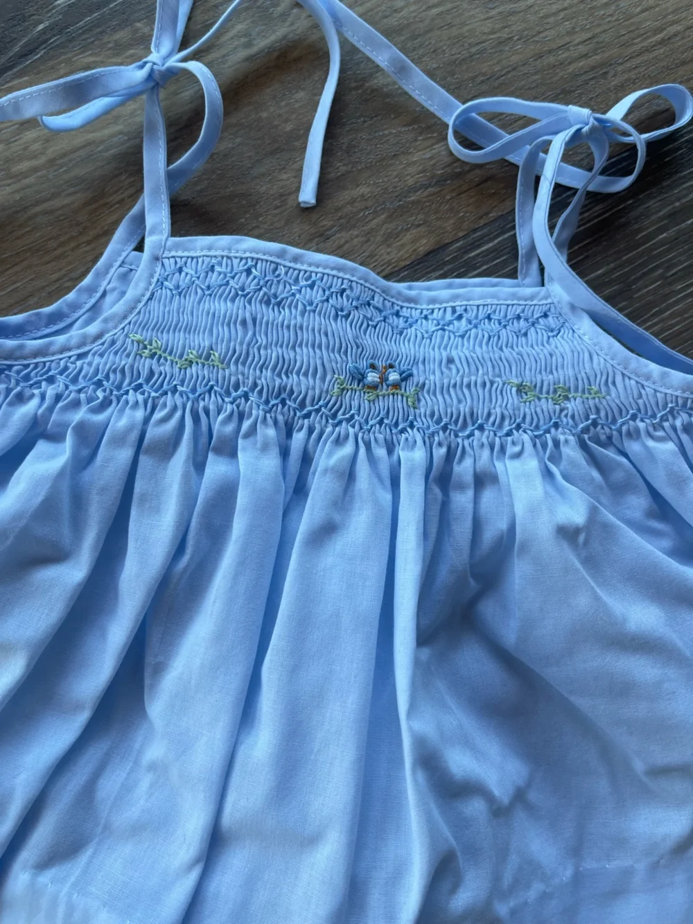Feltman Bros Light Blue Two-Piece Smocked Top and Shorts Set - Picture 2 of 4